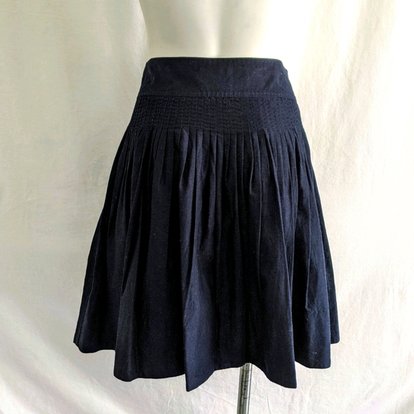 Anthro Leifsdottir Navy Pleated Zip Front Skirt 2 - Picture 4 of 5